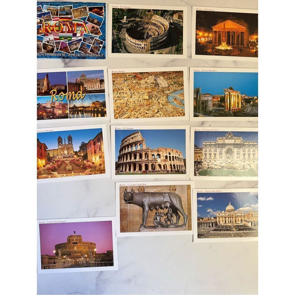 Rome Italy postcards new Europe landmarks Basilica Trevi Fountain 13 cards stati